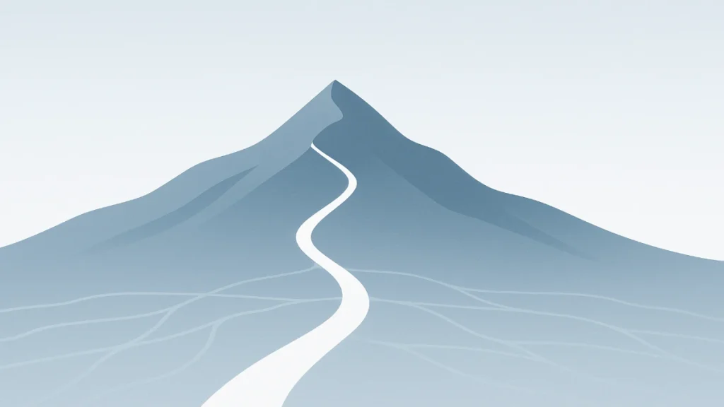 Minimalist header image of one clear path reaching a summit while many group paths diverge below, illustrating lone wolf vs team performance in decision-making.
